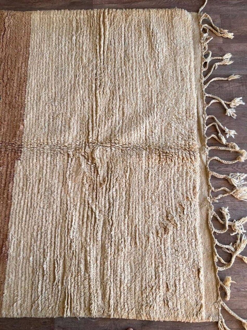 Ręcznie tkany dywan 100x200 cm, wełna, beżowy, brązowy, czarny, Maroko - 204040