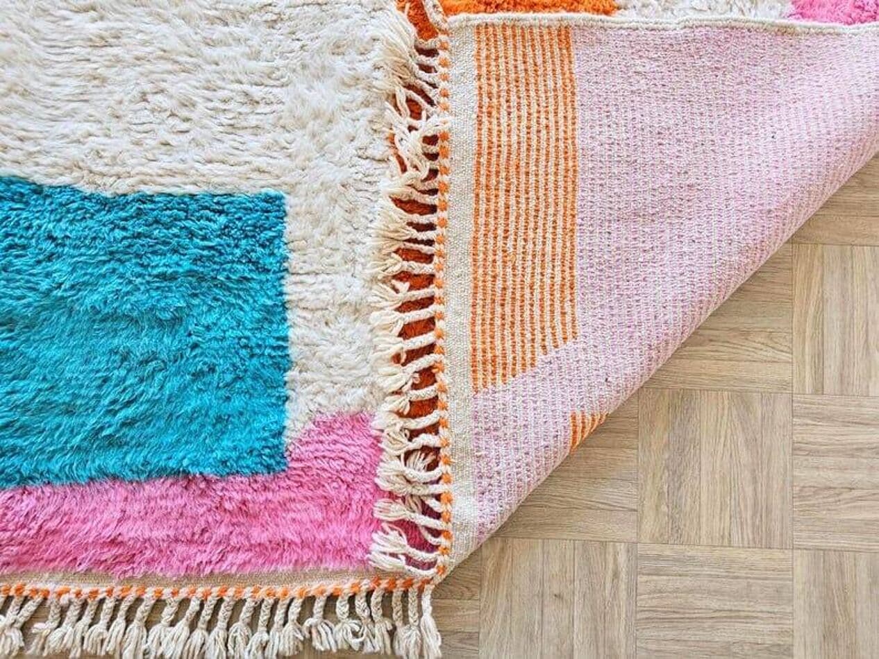 Ręcznie tkany dywan 100x200 cm, wełna, multikolor, Maroko - 203989