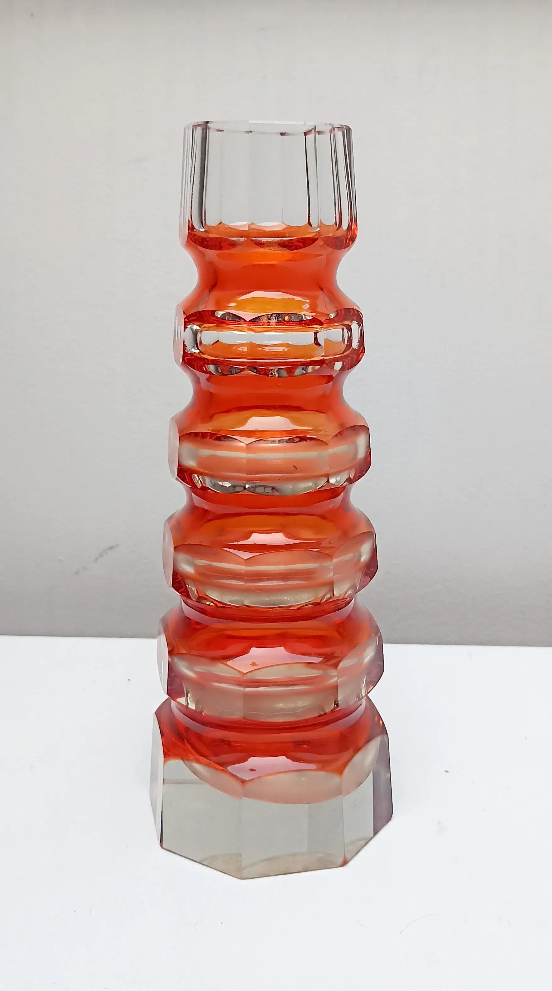 Wazon Art Deco Haida, szkło czerwony, Carl Meltzer, Czechosłowacja, lata 20. - 14899