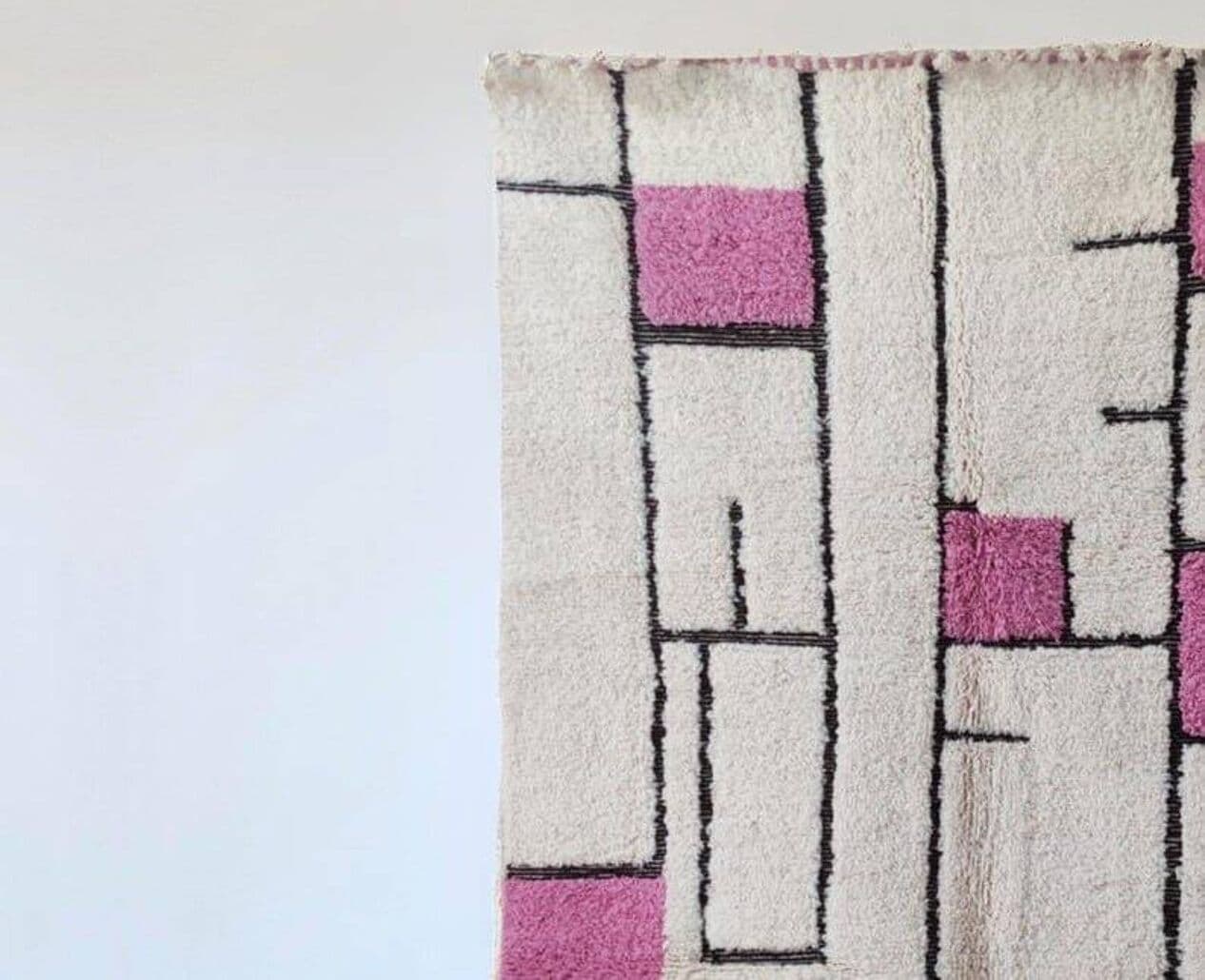 Ręcznie tkany dywan 200x300 cm, wełna, różowy, Maroko - 203972