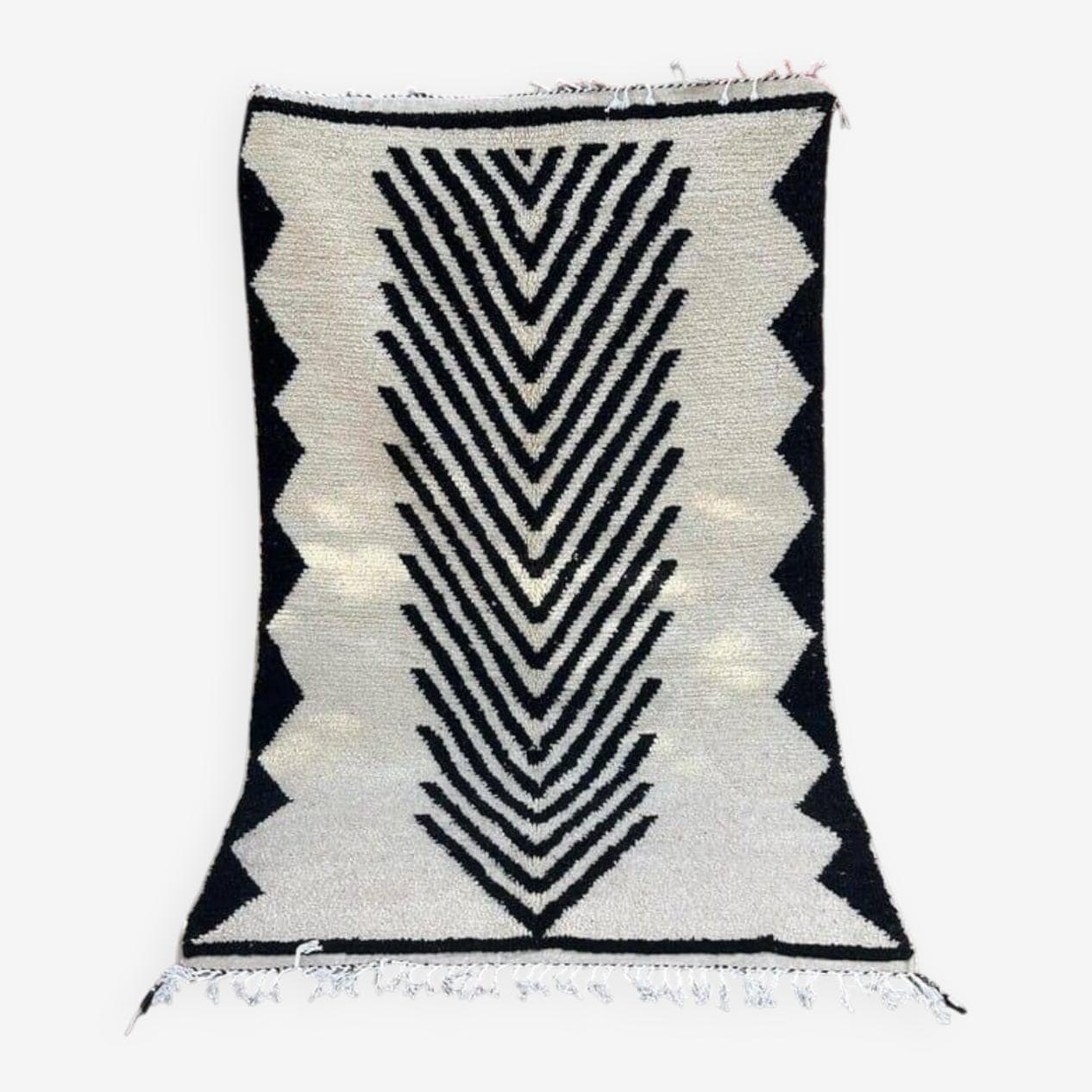 Ręcznie tkany dywan 150x250 cm, wełna, czarny, biały, Maroko - 203926