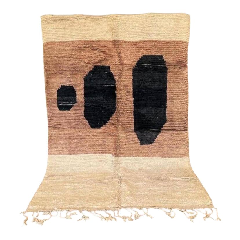 Ręcznie tkany dywan 150x250 cm, wełna, beżowy, brązowy, czarny, Maroko