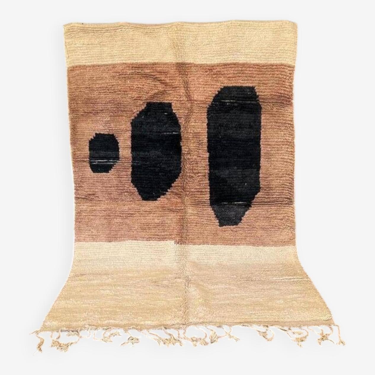 Ręcznie tkany dywan 150x250 cm, wełna, beżowy, brązowy, czarny, Maroko - 203919