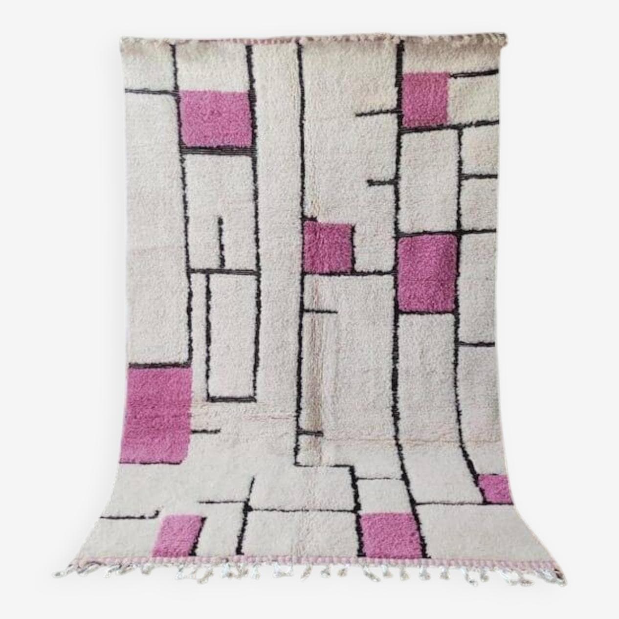 Ręcznie tkany dywan 150x250 cm, wełna, różowy, Maroko - 203902