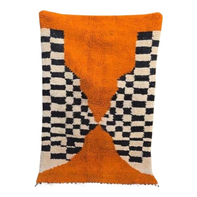 Ręcznie tkany dywan 160x240 cm, wełna, pomarańczowy, Maroko - WYMIARY