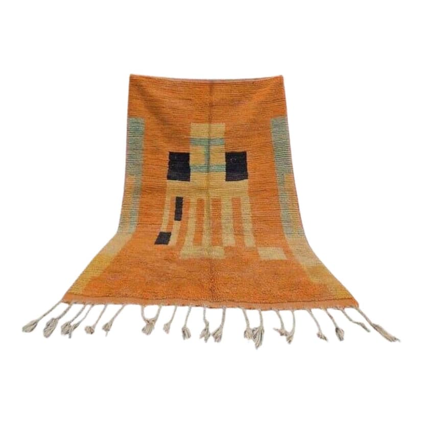 Ręcznie tkany dywan 150x250 cm, wełna, pomarańczowy, Maroko