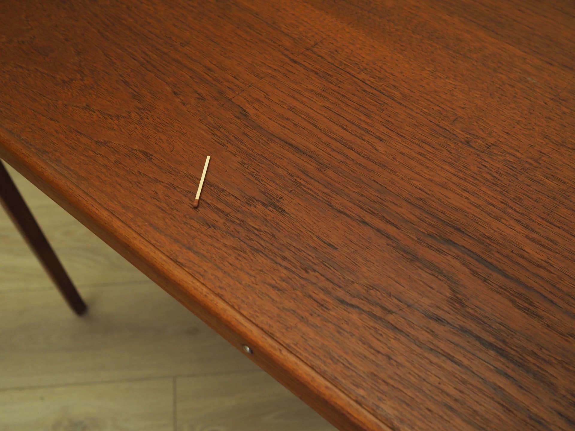 Folding card table, orange teak, Denmark, 1970s - 14791