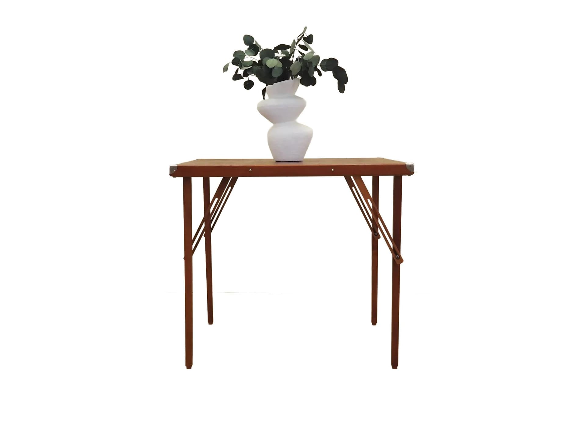 Folding card table, orange teak, Denmark, 1970s