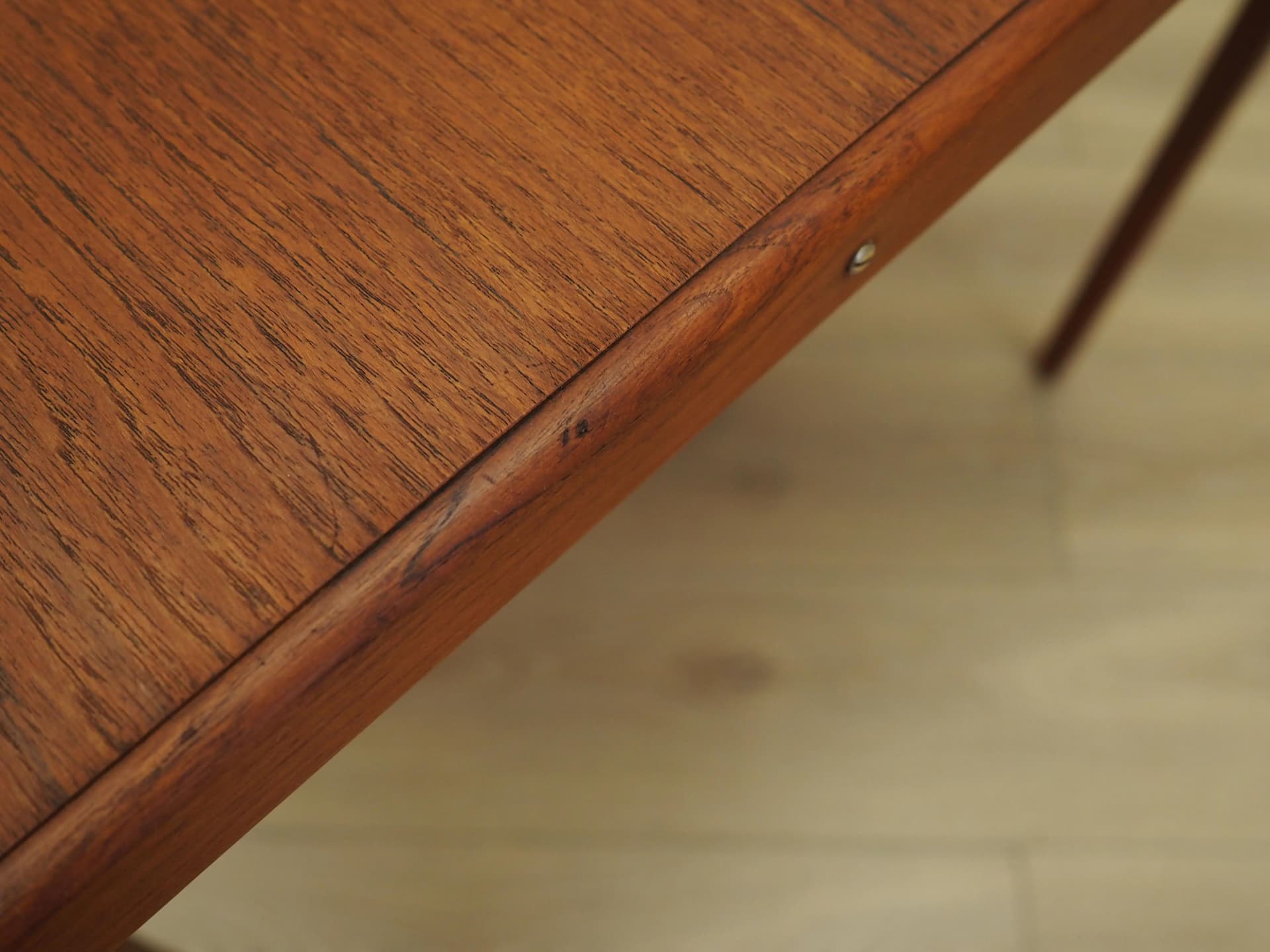 Folding card table, orange teak, Denmark, 1970s - 14793