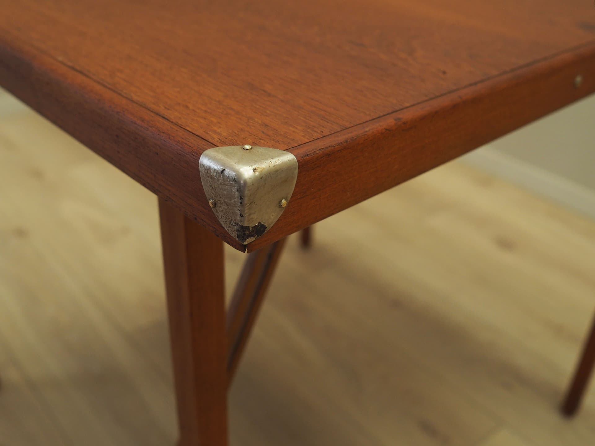 Folding card table, orange teak, Denmark, 1970s - 77219