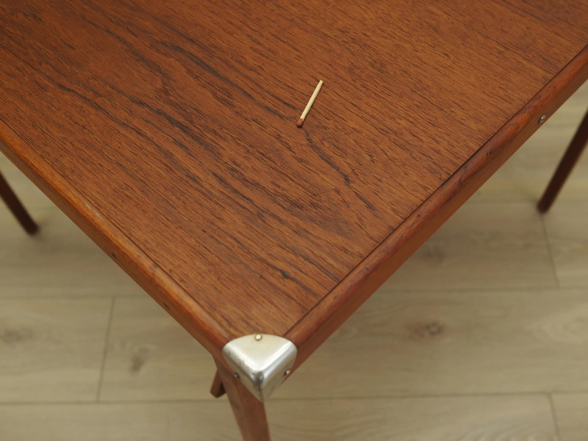 Folding card table, orange teak, Denmark, 1970s - 14792