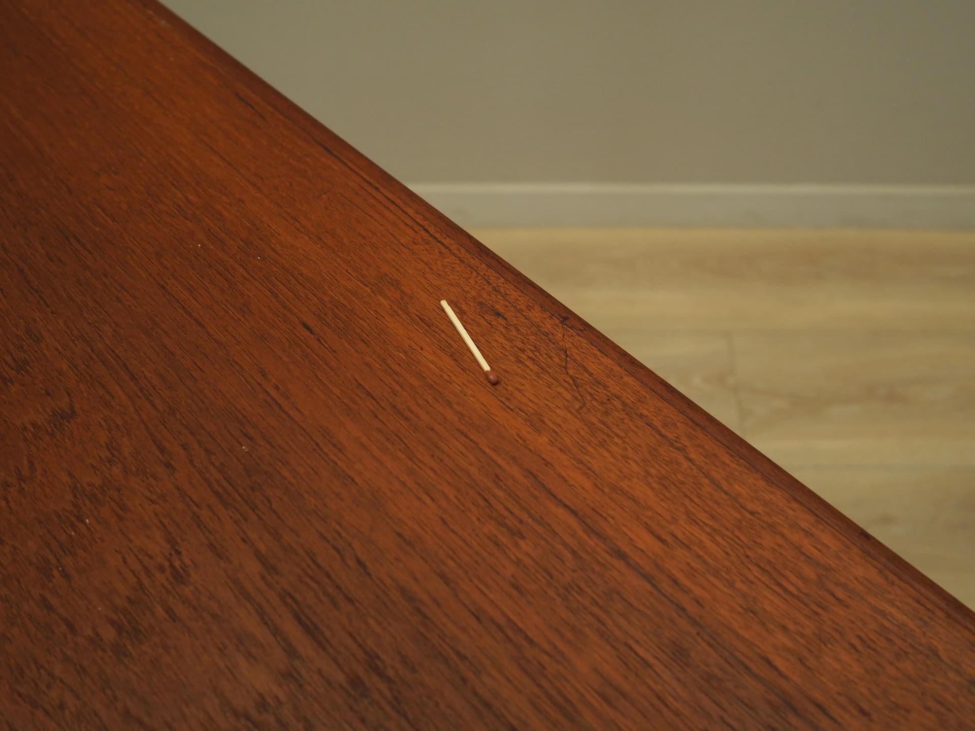 Folding card table, orange teak, Denmark, 1970s - 14794