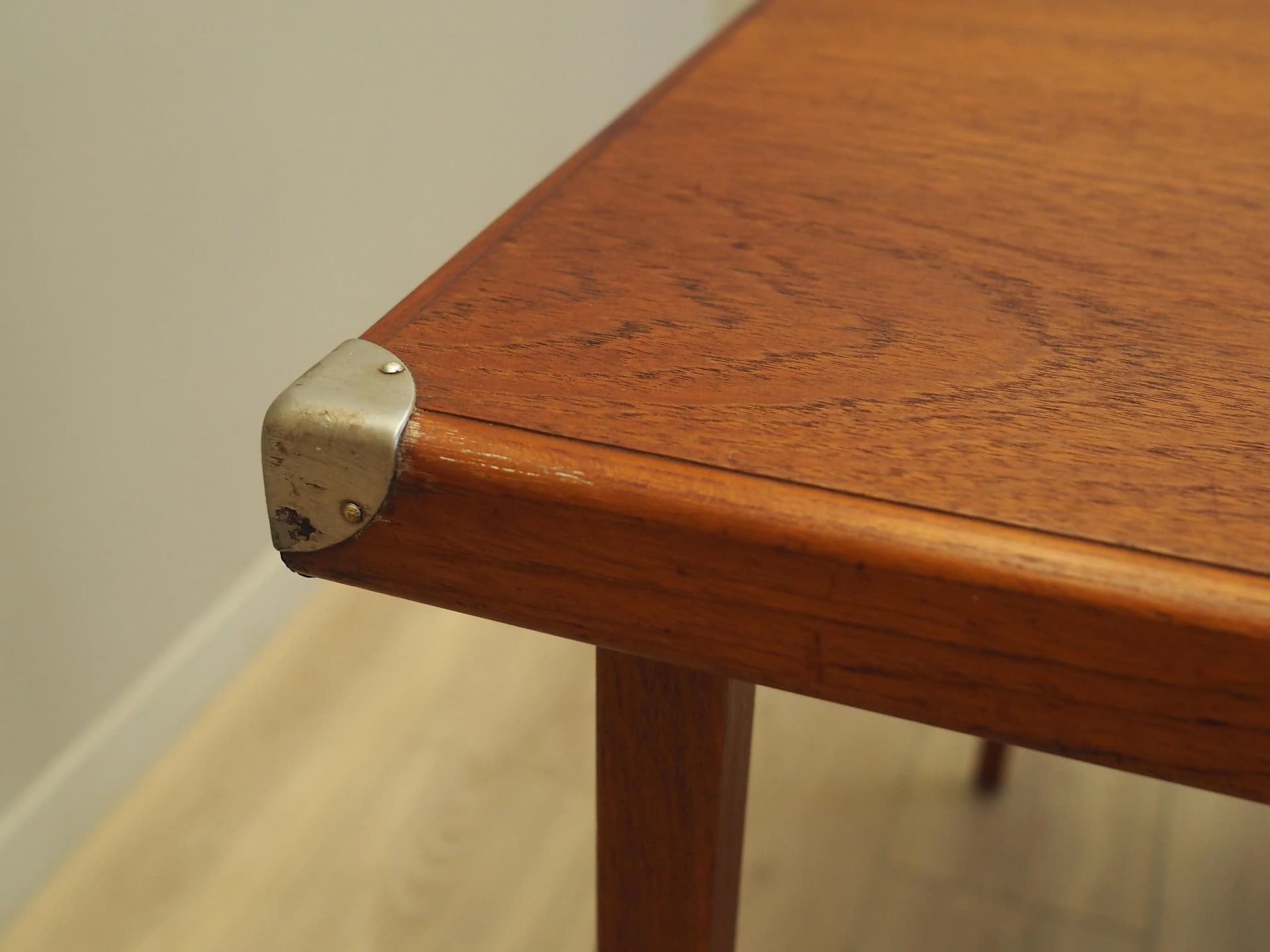 Folding card table, orange teak, Denmark, 1970s - 14796