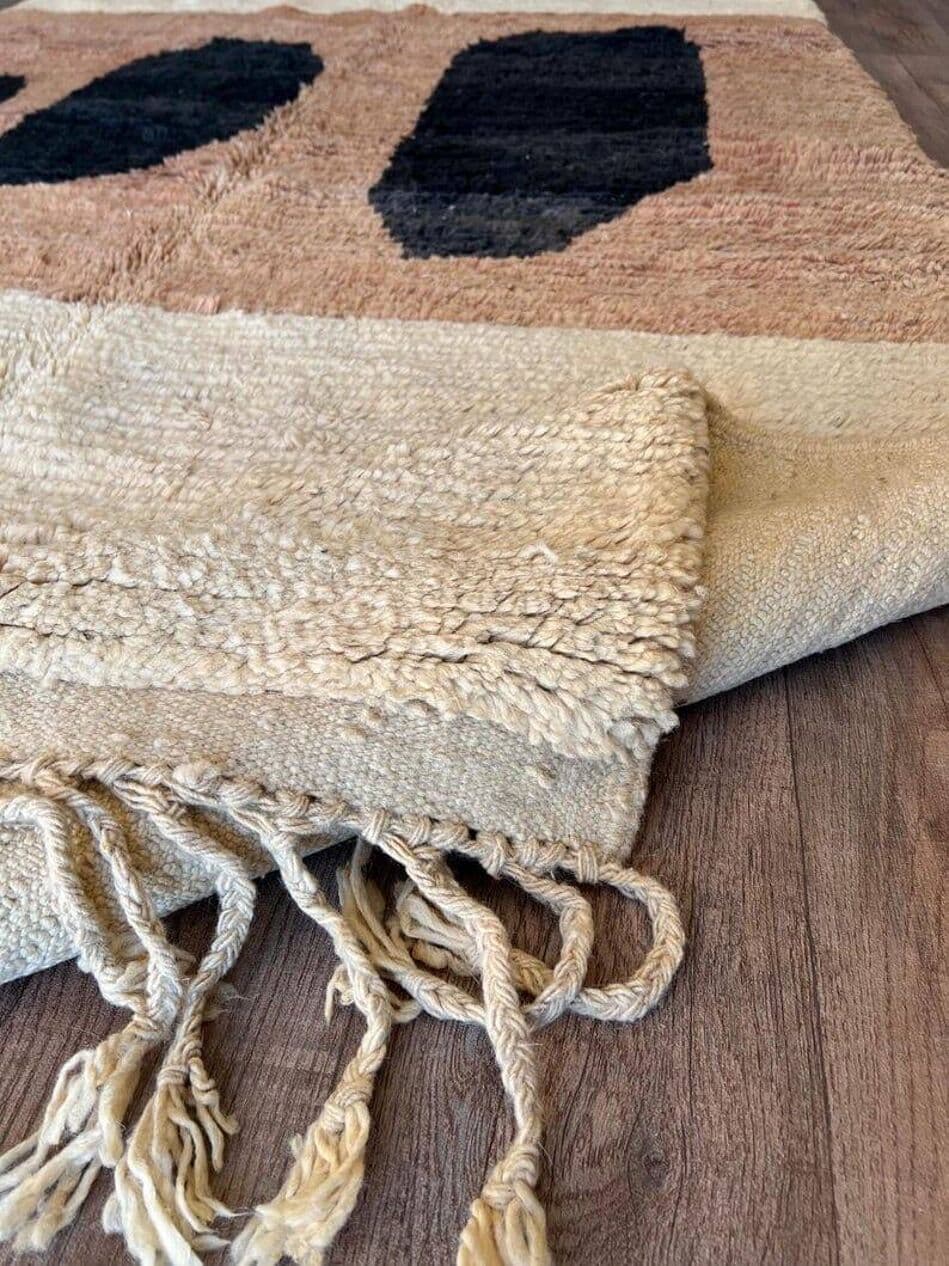 Dywan Azilal Berber wełna 100x200 cm beżowy brązowy czarny, Maroko - 203845