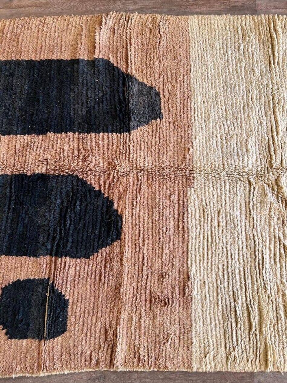 Dywan Azilal Berber wełna 100x200 cm beżowy brązowy czarny, Maroko - 203844
