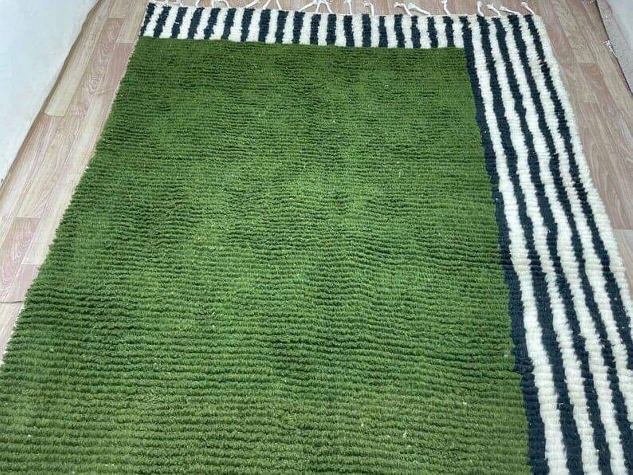 Ręcznie tkany dywan 100x200 cm, wełna, zielony, czarny, Maroko - 205796