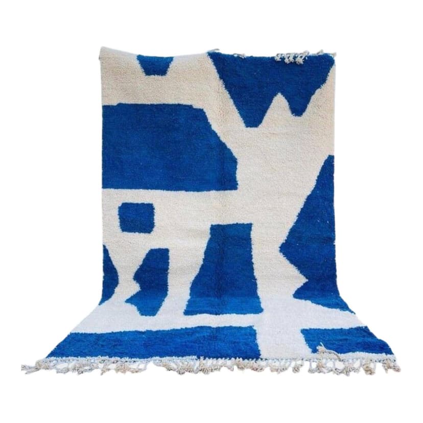 Ręcznie tkany dywan 200x300 cm, wełna, niebieski, Maroko