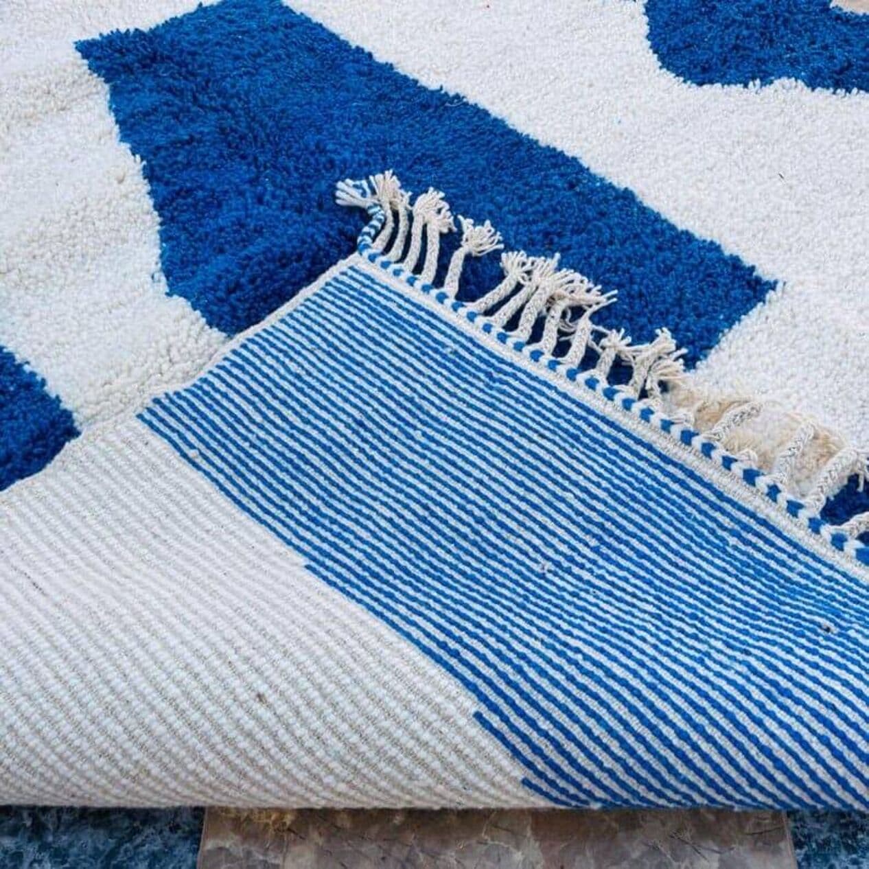 Ręcznie tkany dywan 200x300 cm, wełna, niebieski, Maroko - 205766