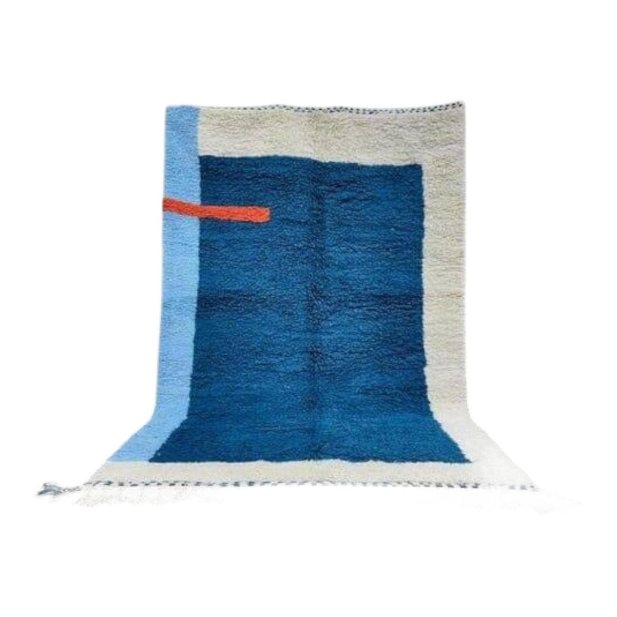 Ręcznie tkany dywan 200x300 cm, wełna, niebieski, kremowy, czerwony, Maroko