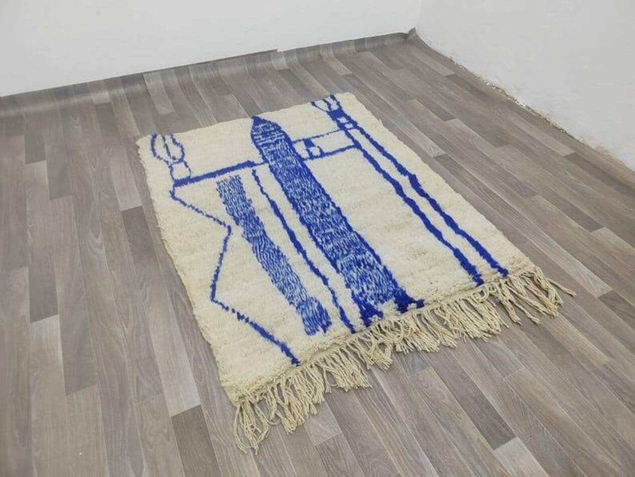 Ręcznie tkany dywan 150x250 cm, wełna, niebieski, Maroko - 207157