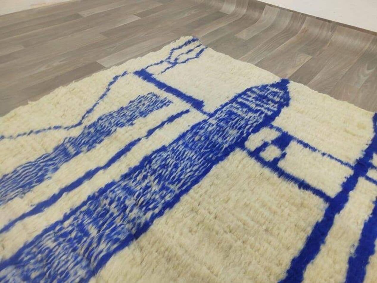 Ręcznie tkany dywan 150x250 cm, wełna, niebieski, Maroko - 207162