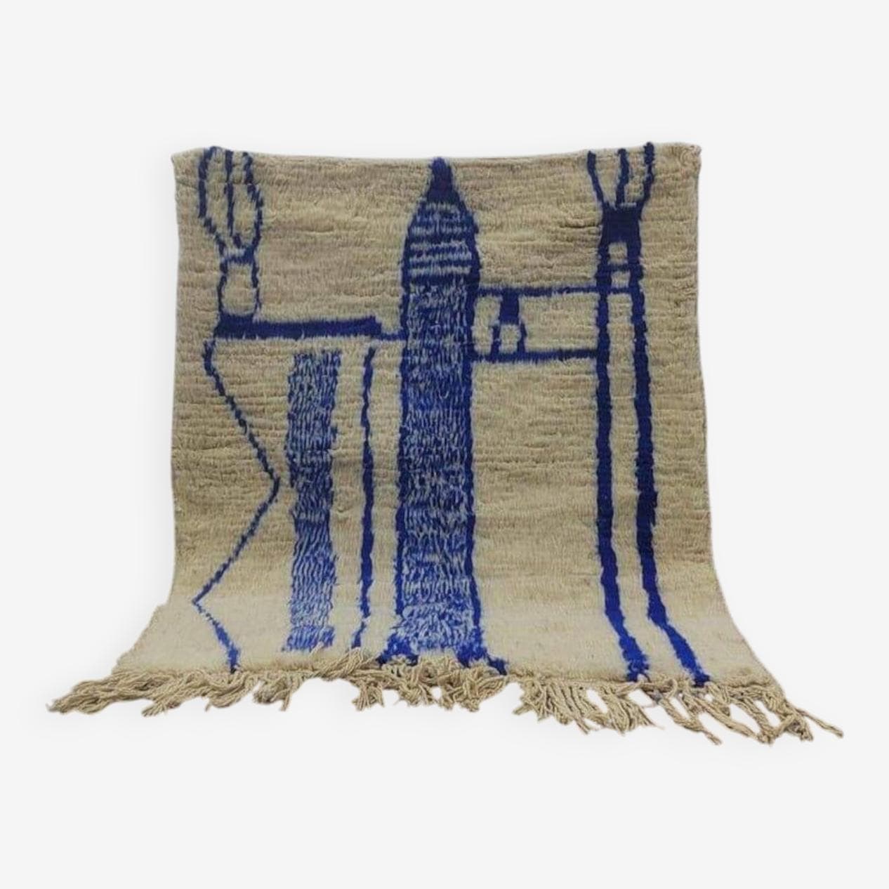 Ręcznie tkany dywan 150x250 cm, wełna, niebieski, Maroko - 207156