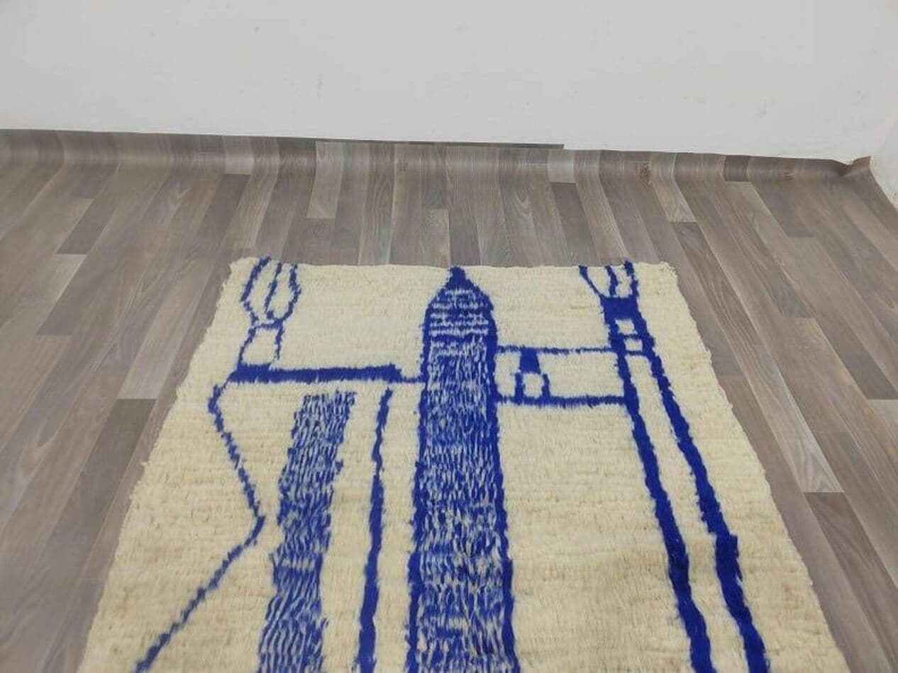 Ręcznie tkany dywan 150x250 cm, wełna, niebieski, Maroko - 207159