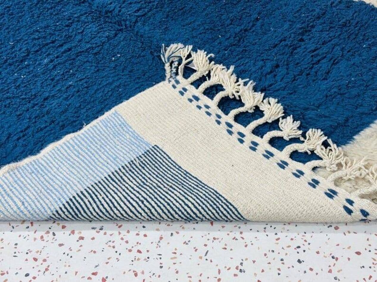 Ręcznie tkany dywan 150x250 cm, wełna, niebieski, Maroko - 207126