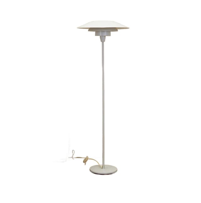 Floor lamp, white metal, by S. Frandsen, Denmark, 1970s. - DIMENSION