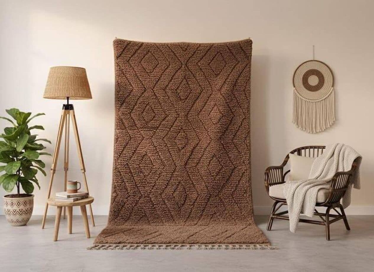 Ręcznie tkany dywan 200x300 cm, wełna, brązowy, Maroko - 207066