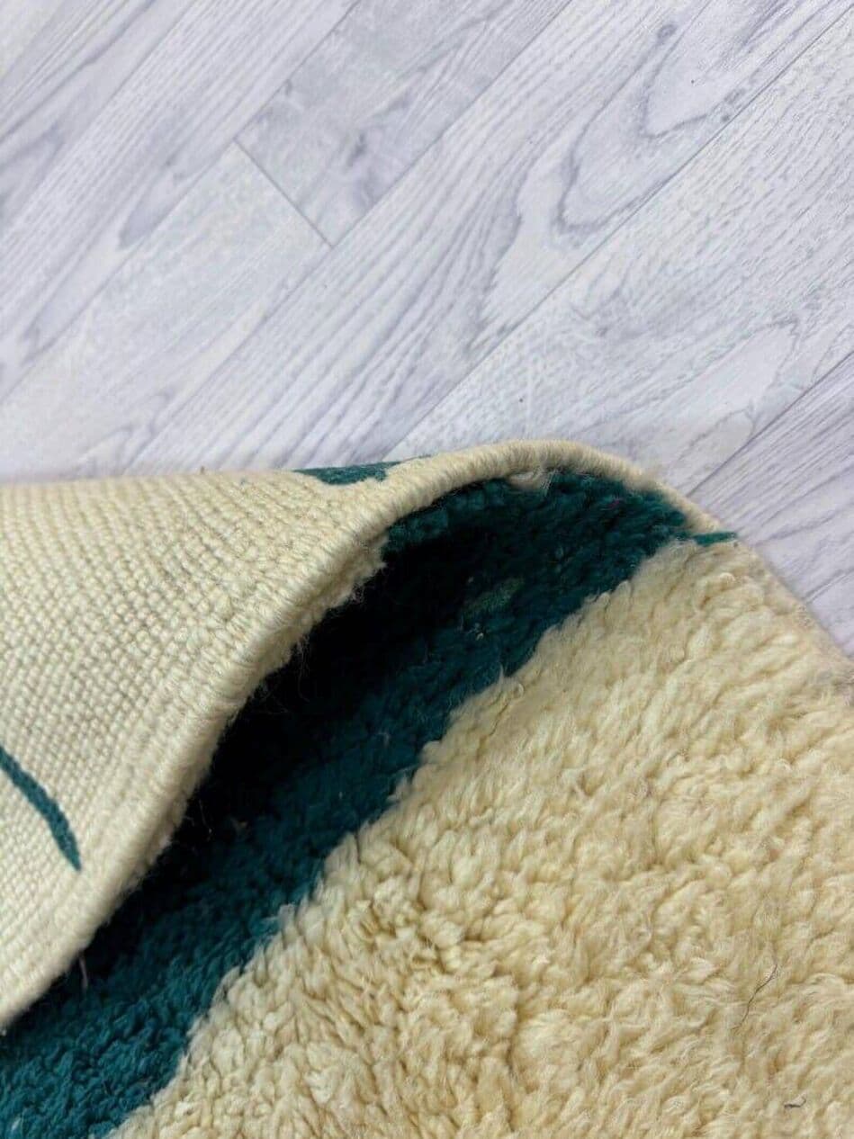 Ręcznie tkany dywan 100x200 cm, wełna, kość słoniowa, pomarańczowy, czarny, niebieski, Maroko - 207020