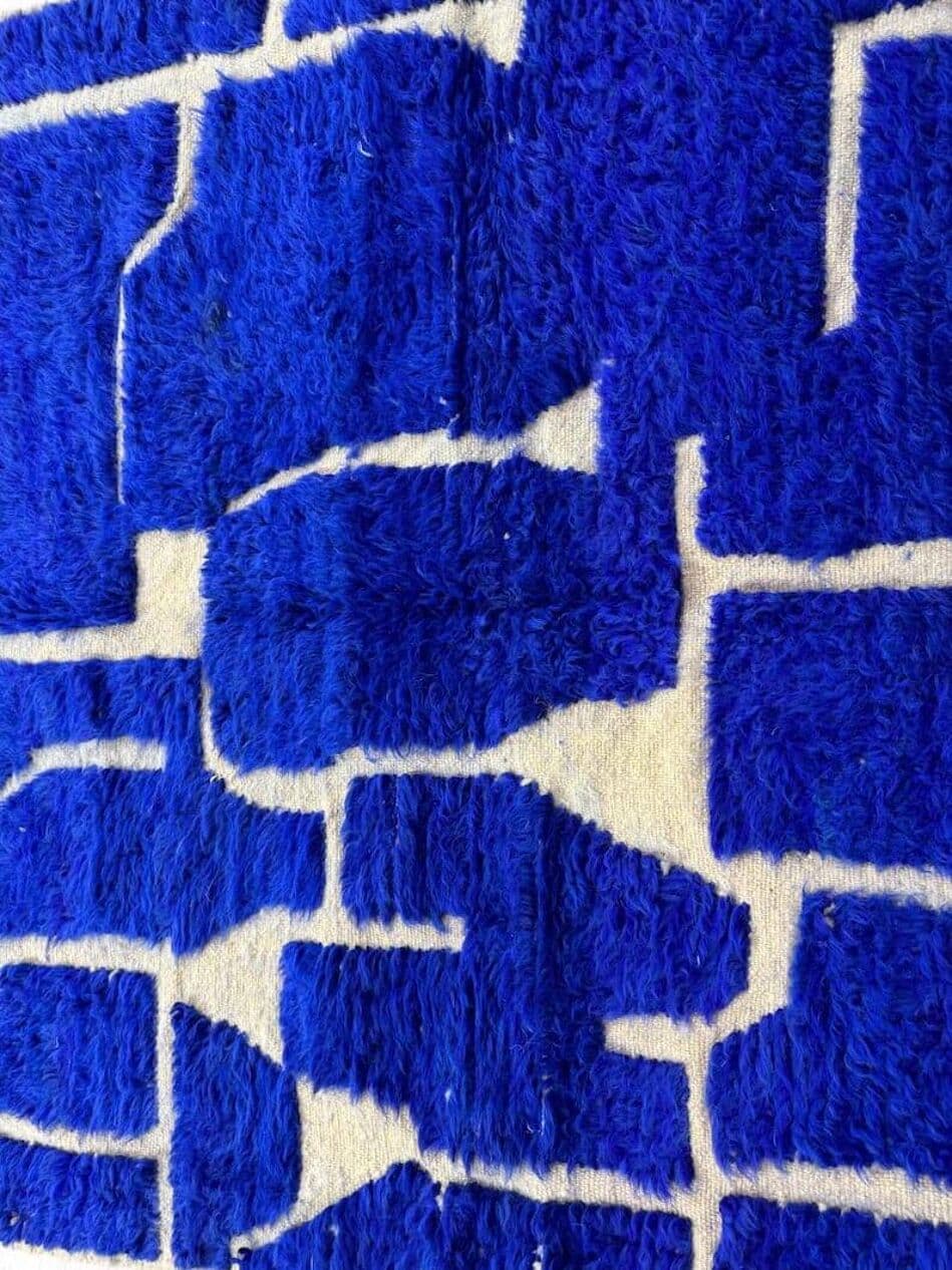 Ręcznie tkany dywan 100x200 cm, wełna, niebieski - 207013