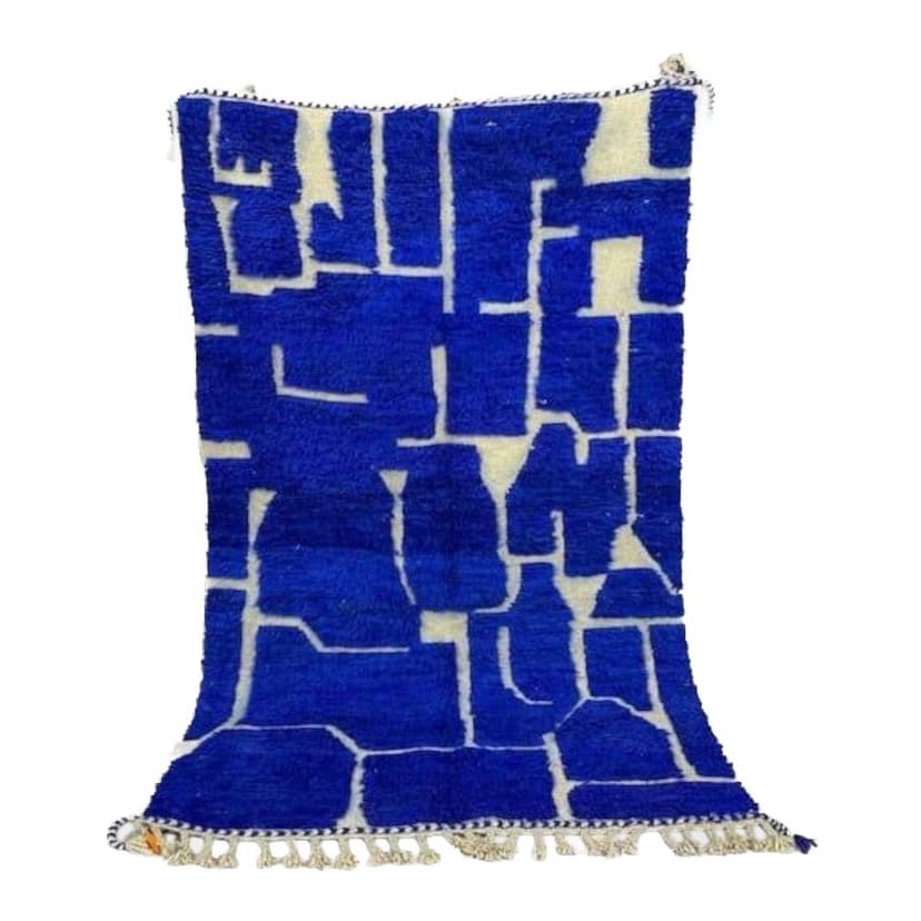 Ręcznie tkany dywan 100x200 cm, wełna, niebieski