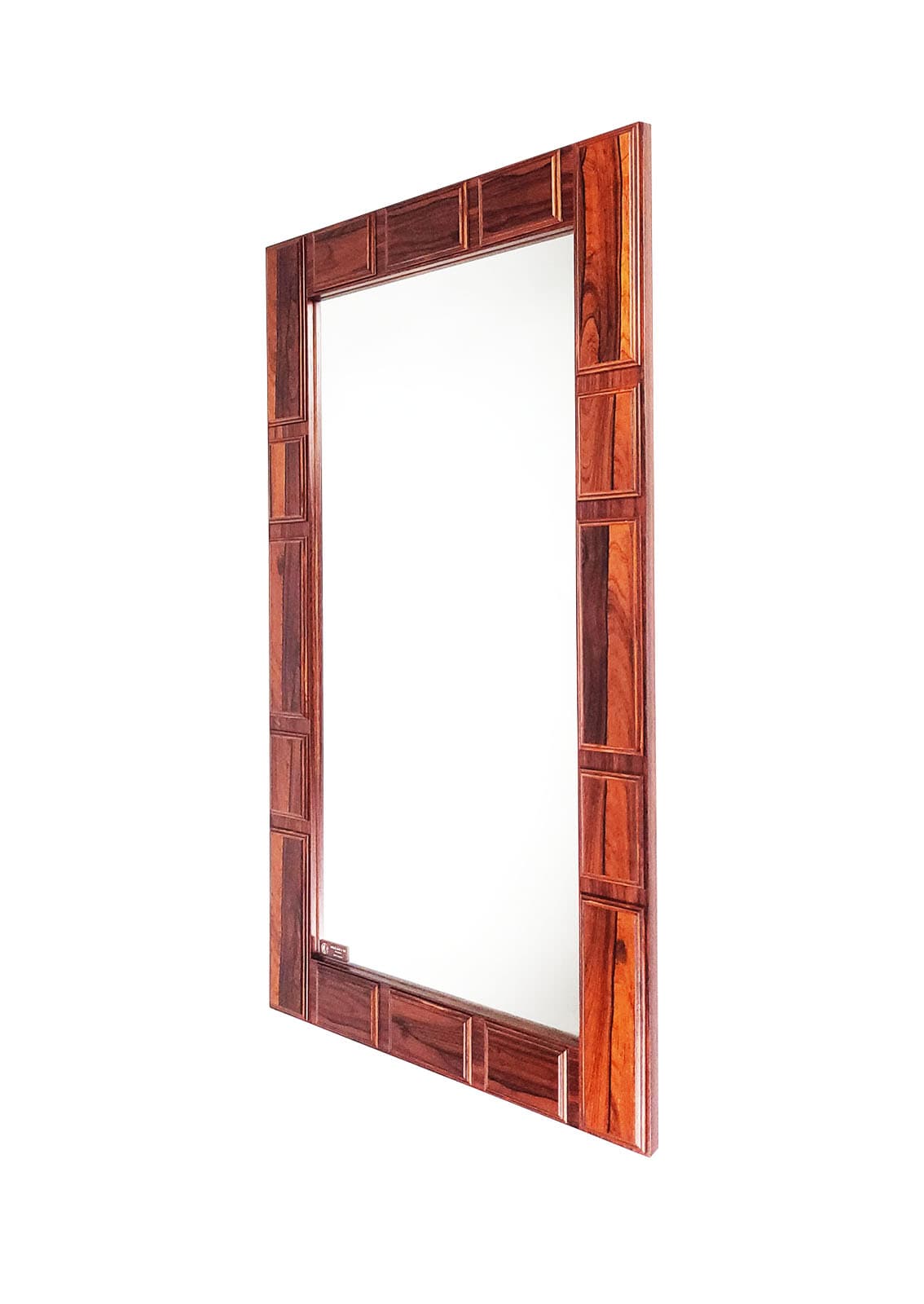 Wall mirror, dark brown rosewood, glass, GT Atalje, Sweden, 1960s.