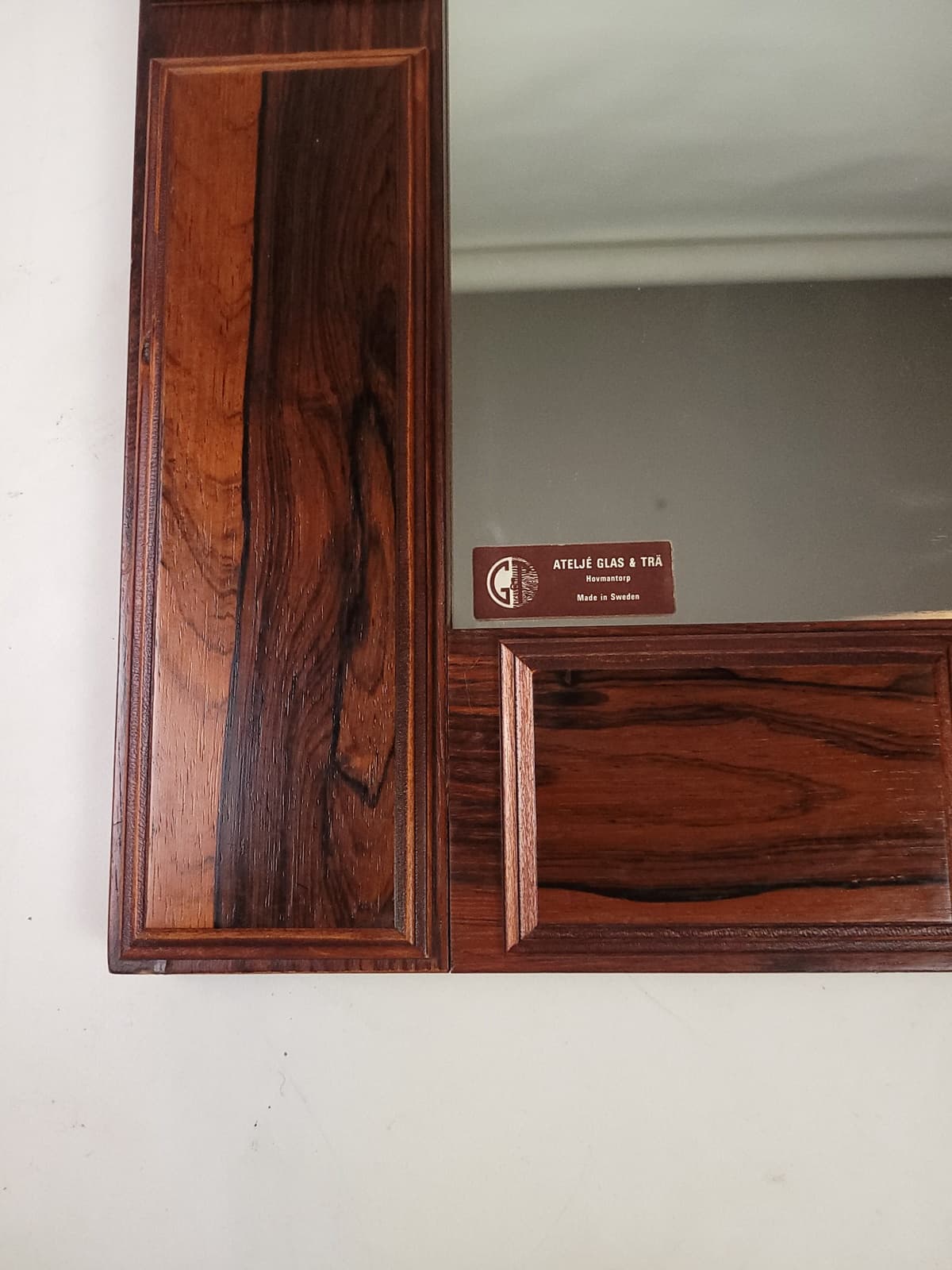 Wall mirror, dark brown rosewood, glass, GT Atalje, Sweden, 1960s. - 205847