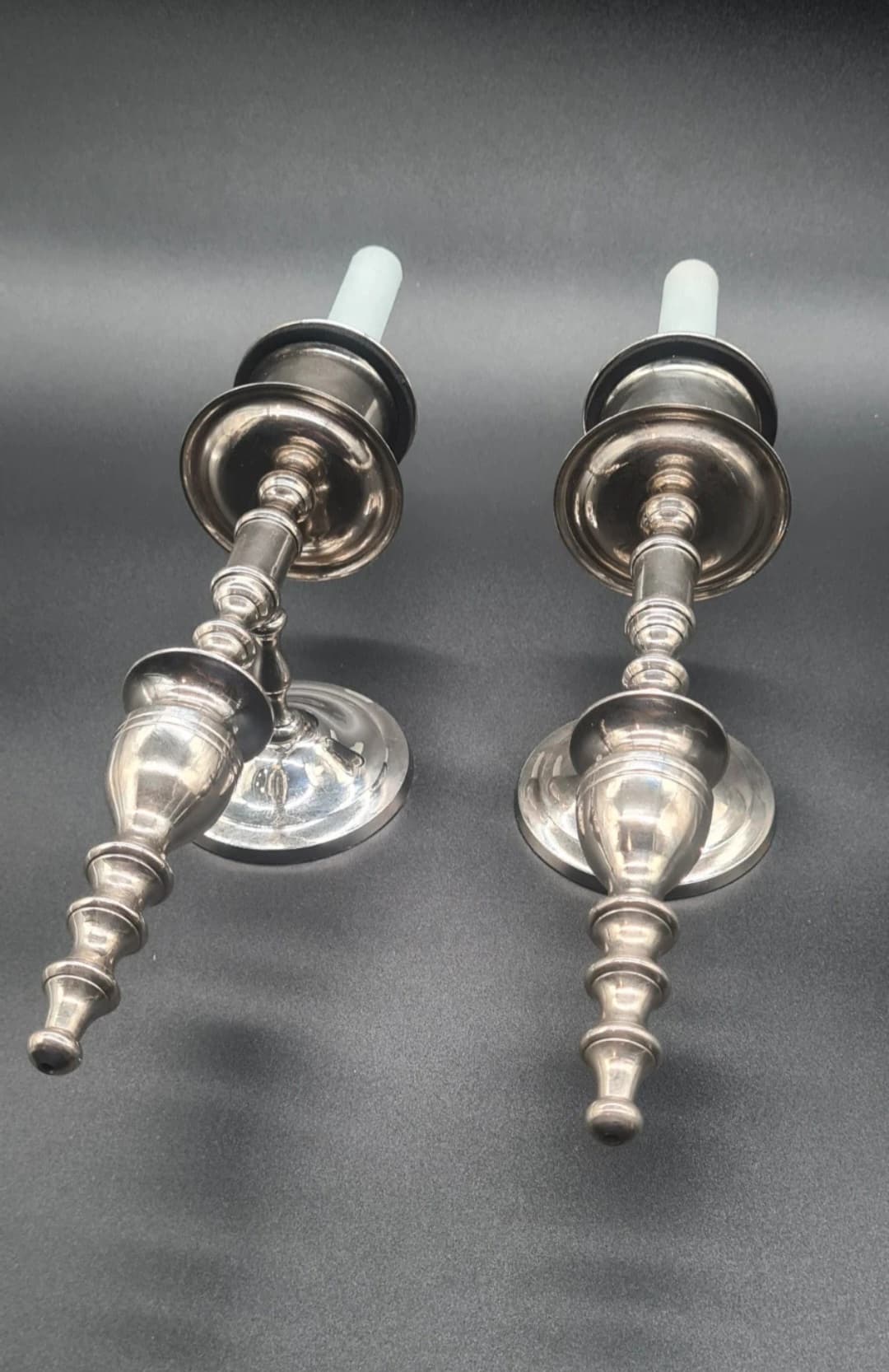 Kinkiety ścienne w stylu vintage, chromowane, lata 70., zestaw 2 szt. - 205864