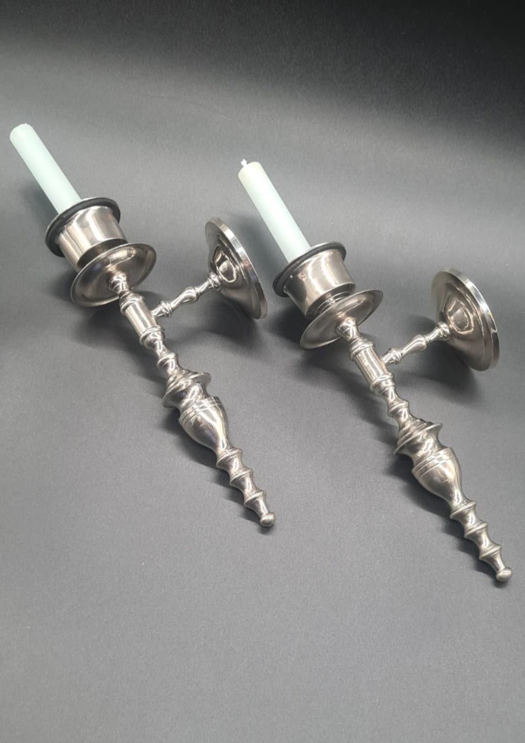 Kinkiety ścienne w stylu vintage, chromowane, lata 70., zestaw 2 szt. - 205868