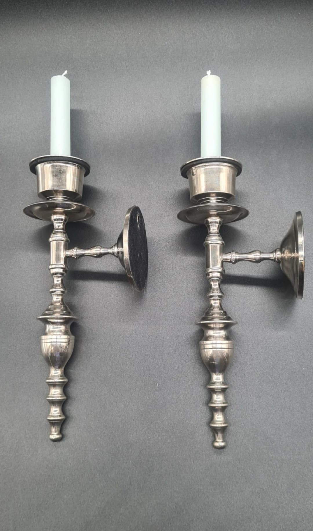 Kinkiety ścienne w stylu vintage, chromowane, lata 70., zestaw 2 szt. - 205866