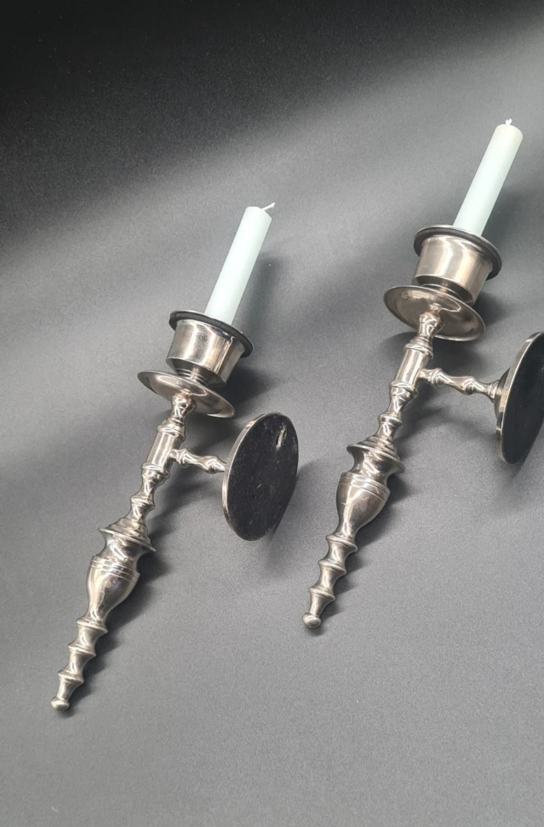 Kinkiety ścienne w stylu vintage, chromowane, lata 70., zestaw 2 szt. - 205867