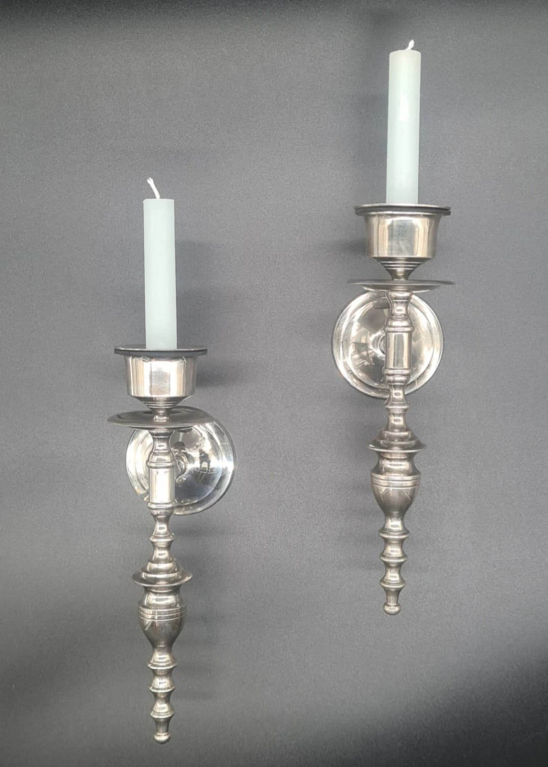 Kinkiety ścienne w stylu vintage, chromowane, lata 70., zestaw 2 szt. - 205860