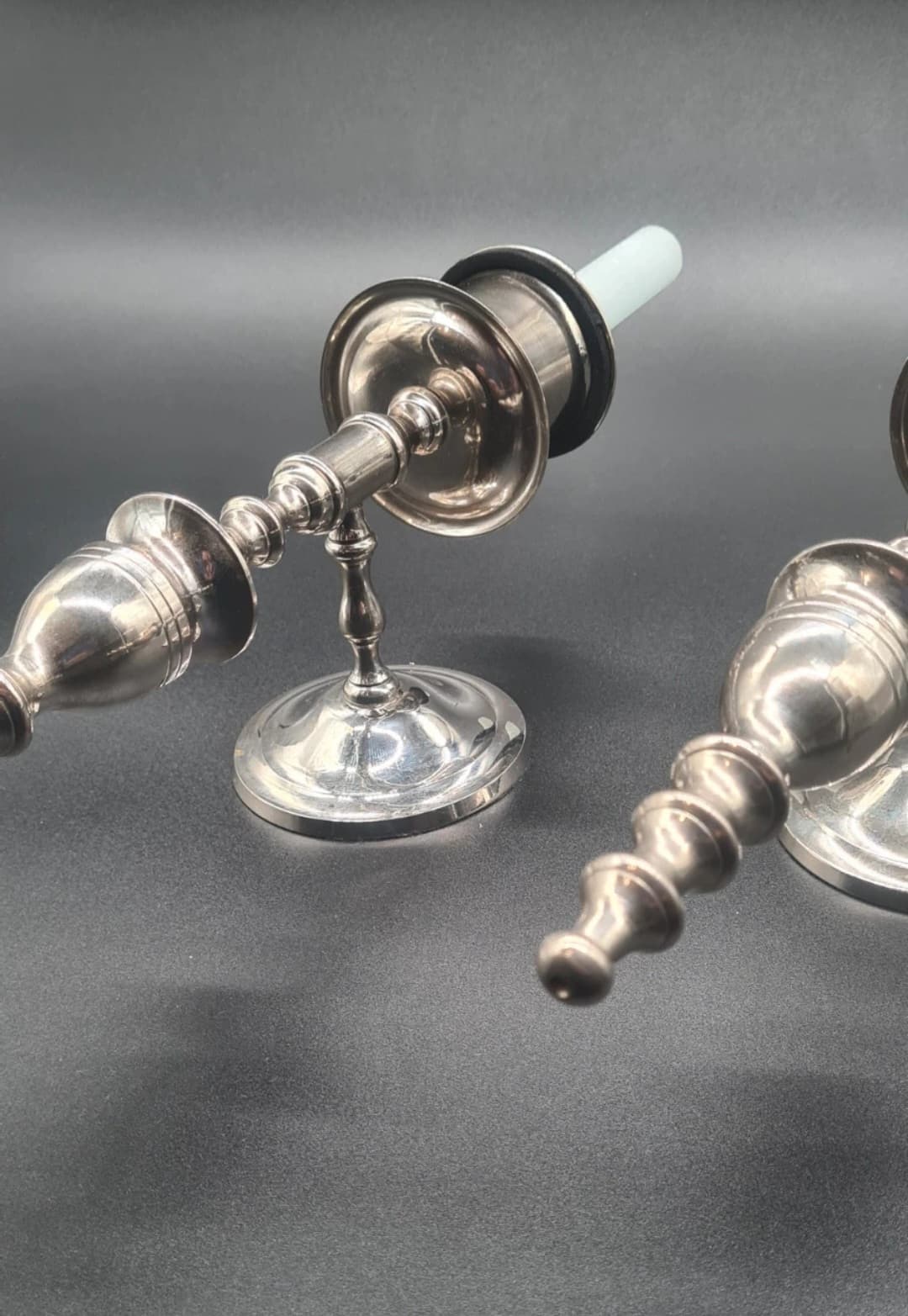 Kinkiety ścienne w stylu vintage, chromowane, lata 70., zestaw 2 szt. - 205863