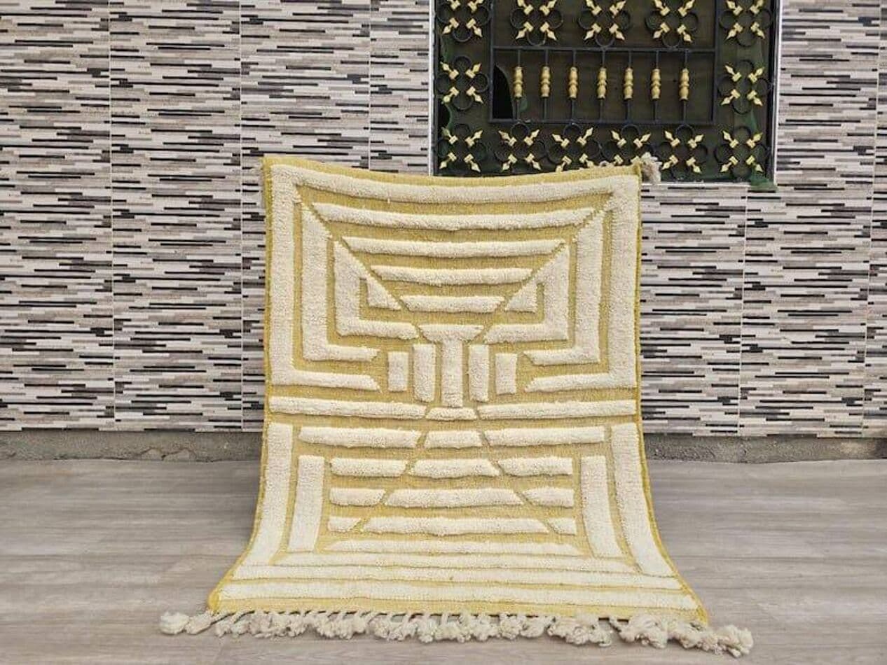 Ręcznie tkany dywan 150x250 cm, wełna, biały, Maroko - 206933