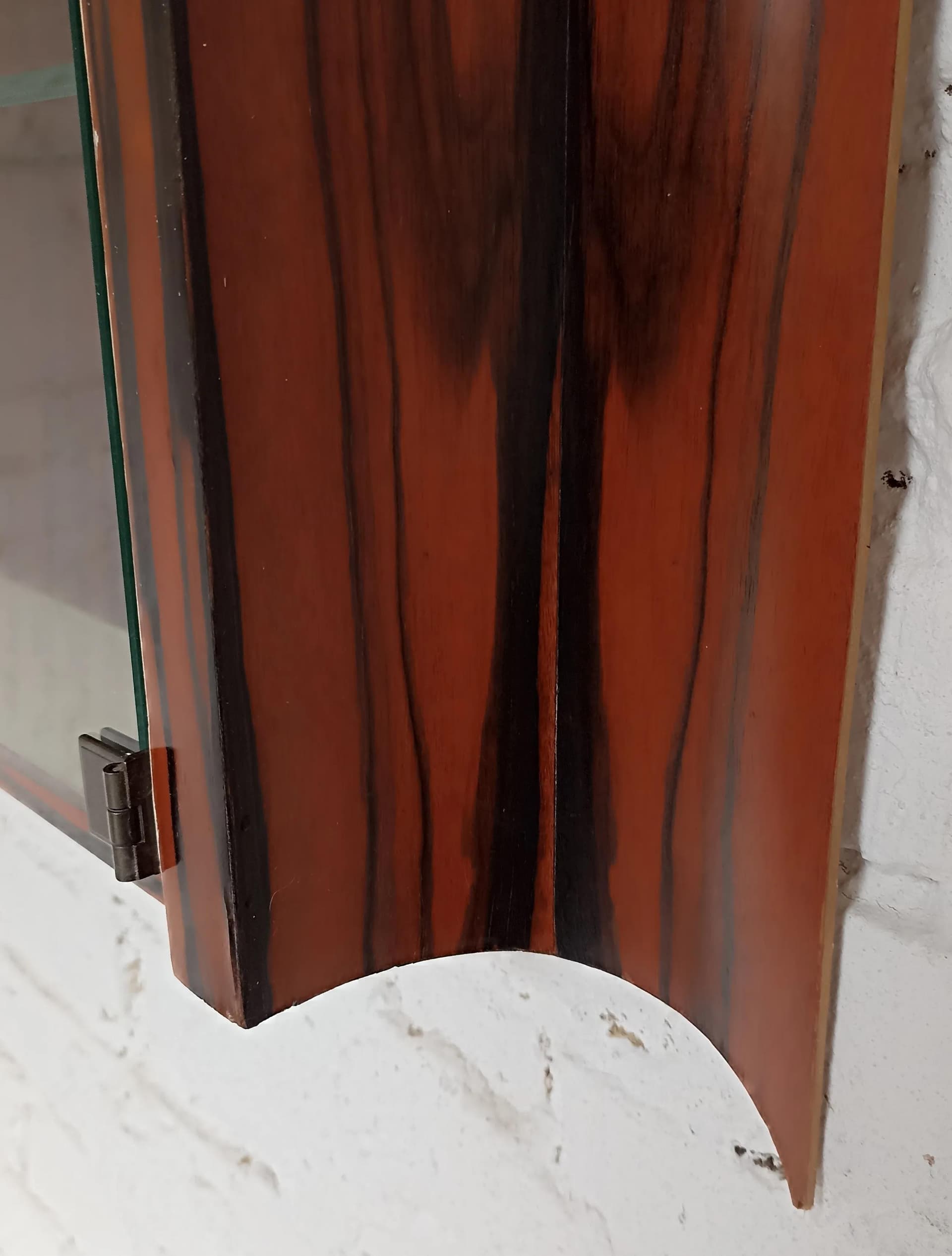 Wall-mounted display cabinet, brown wood, Poland, 1960s. - 14864