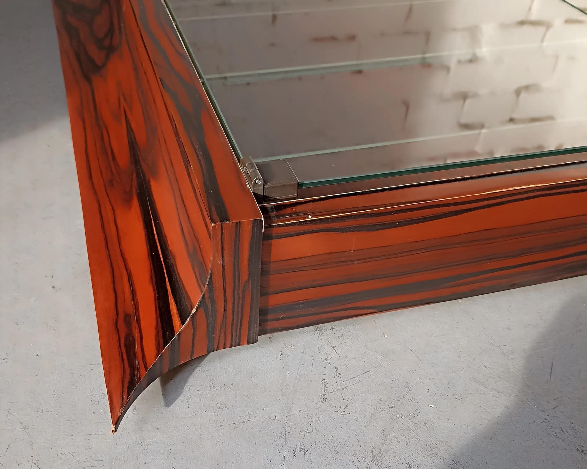 Wall-mounted display cabinet, brown wood, Poland, 1960s. - 14871