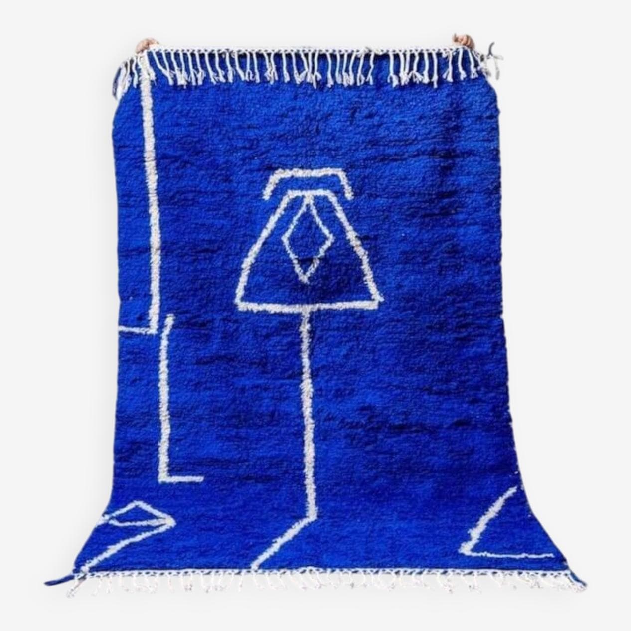 Ręcznie tkany dywan 200x300 cm, wełna, niebieski, Maroko - 206800