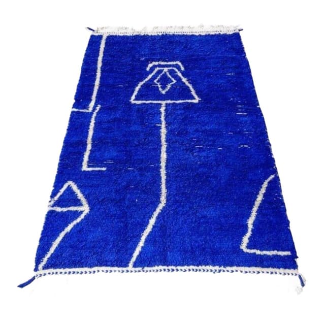 Ręcznie tkany dywan 200x300 cm, wełna, niebieski, Maroko - WYMIARY