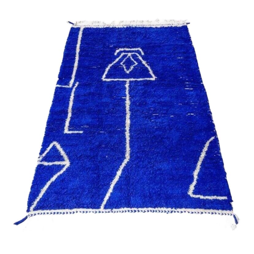 Ręcznie tkany dywan 200x300 cm, wełna, niebieski, Maroko