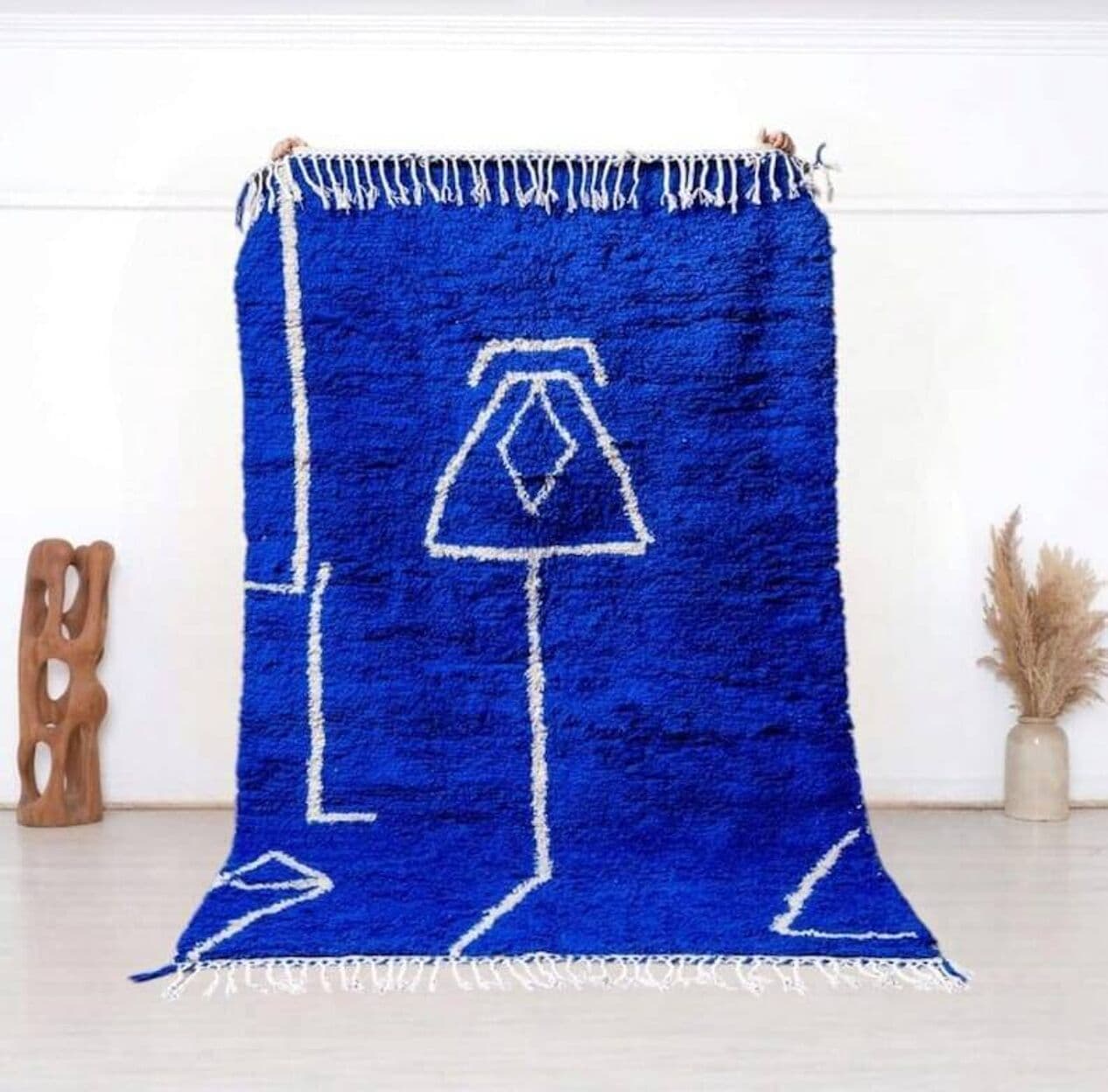 Ręcznie tkany dywan 200x300 cm, wełna, niebieski, Maroko - 206801