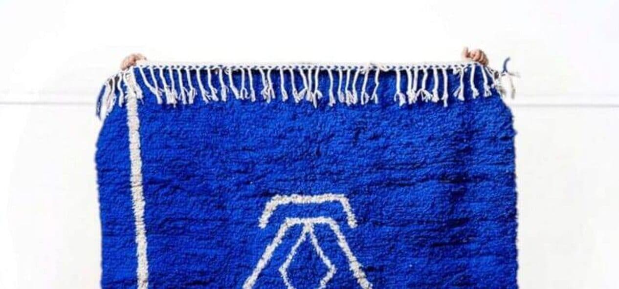 Ręcznie tkany dywan 200x300 cm, wełna, niebieski, Maroko - 206803