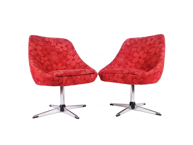 Para foteli Flower Power, czerwony, tkanina, chrom, Niemcy, lata 70. - WYMIARY